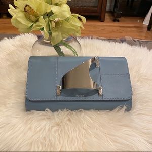 PERRIN PARIS L'Eiffel leather clutch Tempete $1850